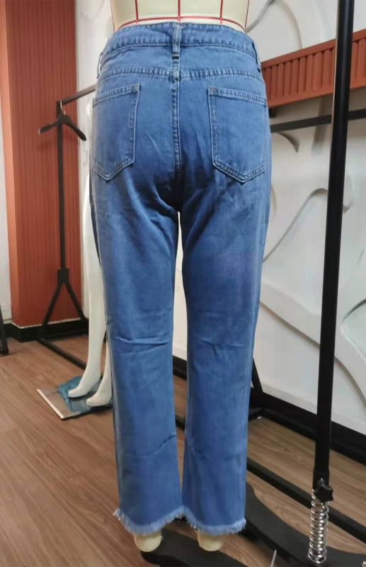 Women's Temperament Ripped Jeans Pants