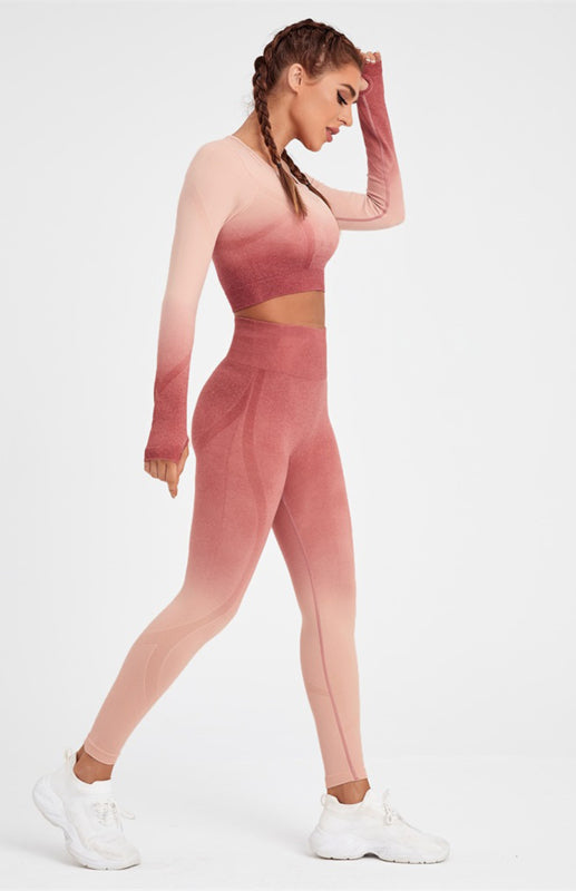 Women's Long Sleeve Gradient Yoga Set