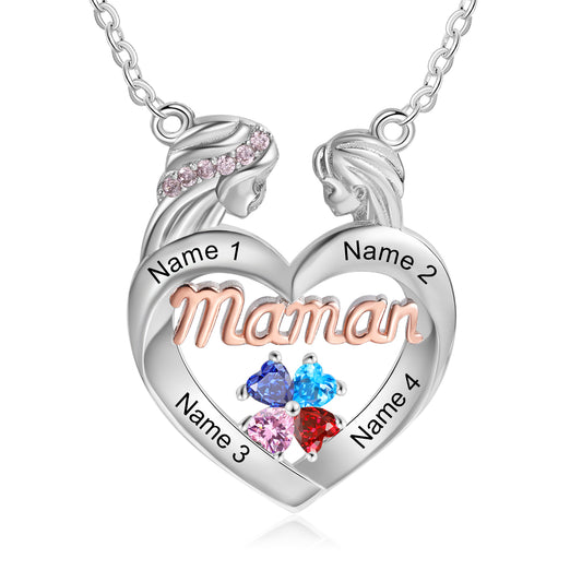 Custom Mother and Daughter Heart Necklace with Mama