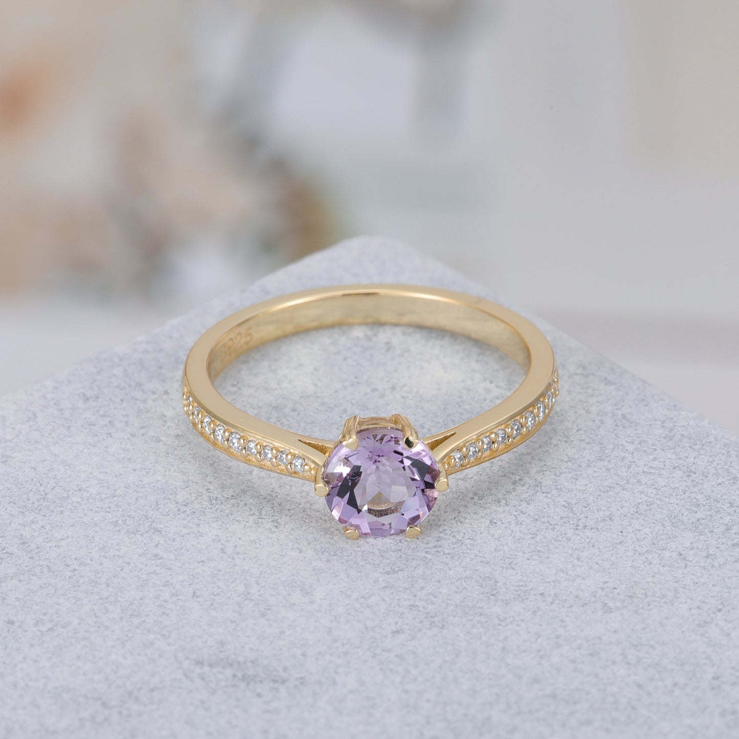 925 Sterling Silver Natural Amethyst Ring