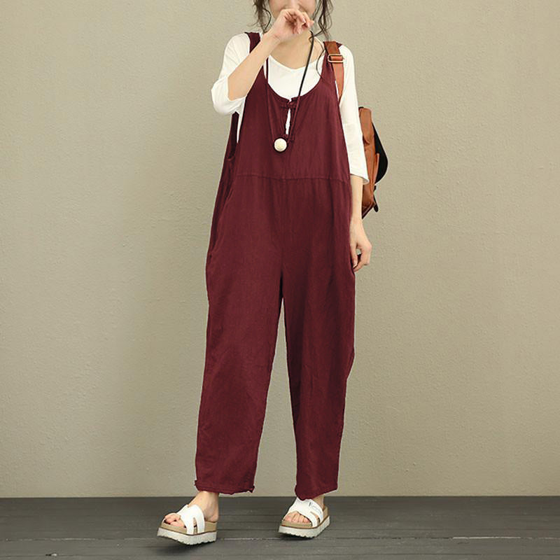 Women's solid color casual loose jumpsuit