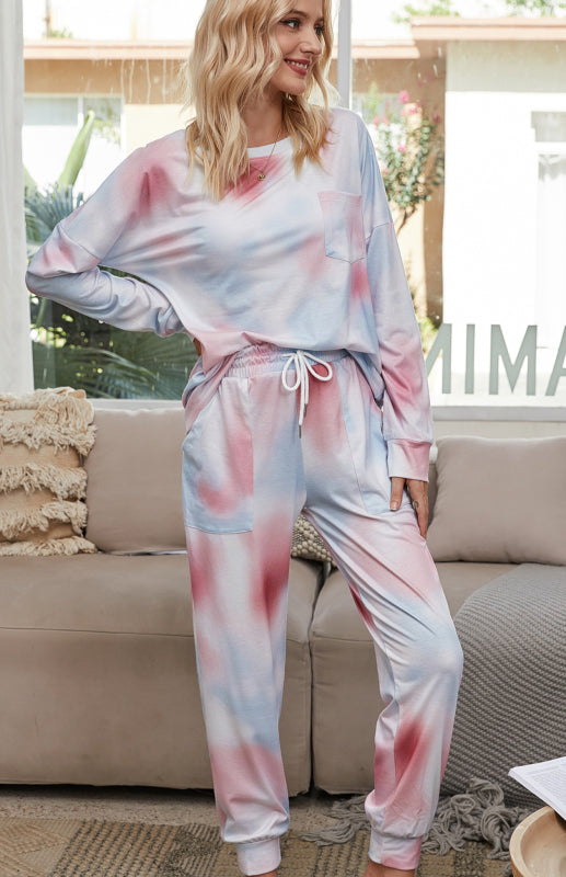 Women's Long Sleeve Tie Dye Pajama Set