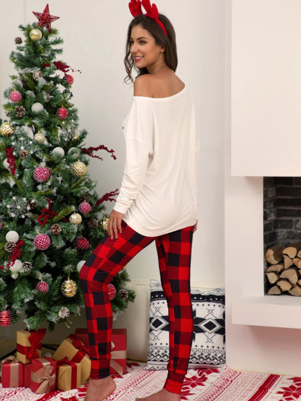 Women's Christmas Pattern Plaid Homewear Set