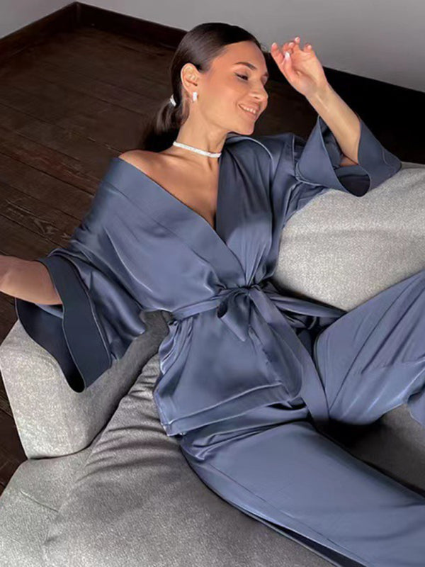 Women's Simple Lace Home Loose Pajamas Set