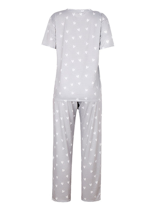 Women's Heart Print Two-piece Pajama Sets
