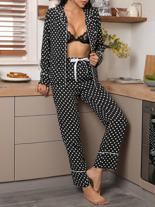 Women's polka dot long-sleeved trousers homewear set