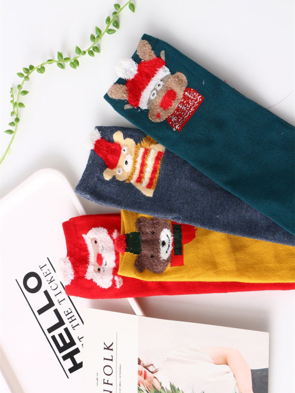 Cotton Tube Socks Stereo Ear Christmas Socks (4 Pairs Of Loading)