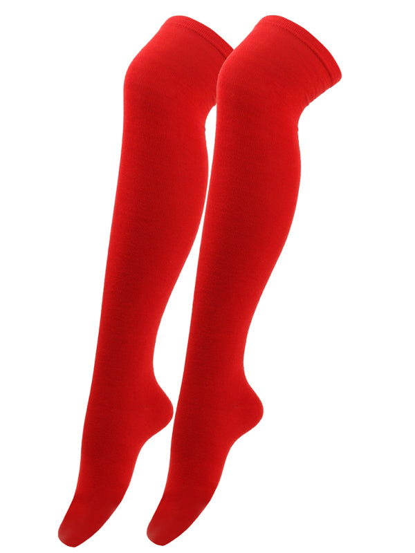 Women's Over Knee Bias Striped Christmas Socks