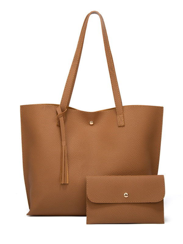 Tassel Zip Bag Large Capacity Shoulder Tote Bag