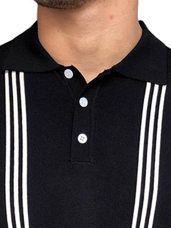 T-Shirt Black Short Sleeve Slim Polo