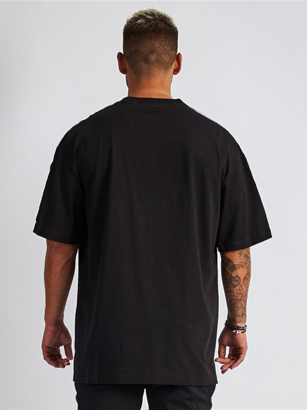 Men's solid color blank loose short-sleeved T-shirt