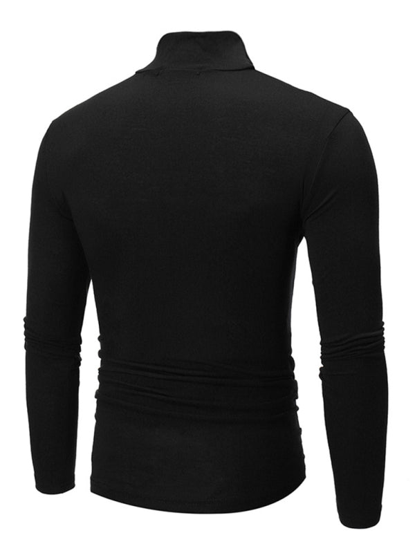 Men’s Solid Color Turtleneck Pullover Long Sleeve Top
