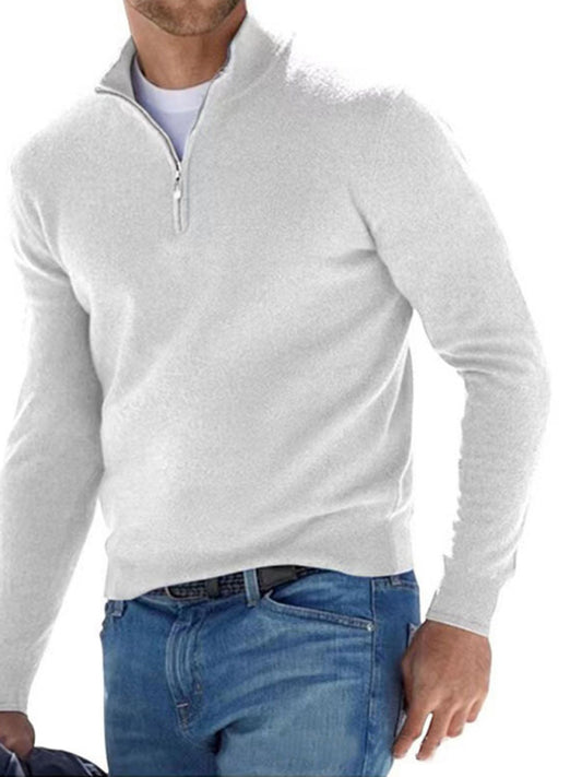 Men's Solid Color Fleece Half Zip Pullover