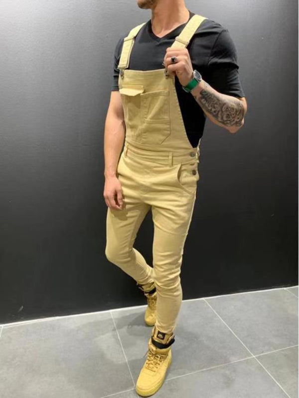Men's Garment Dyed Denim Carpenter Overalls
