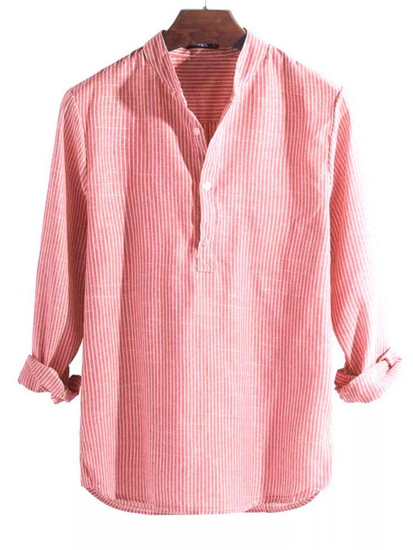 Men's Casual Striped Cotton Linen Comfortable Breathable Shirt