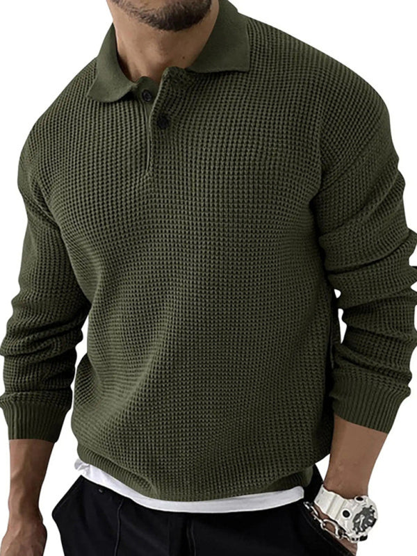 Lapel Sweater Men's Fashion Urban Slim Long Sleeve Knitted Sweater