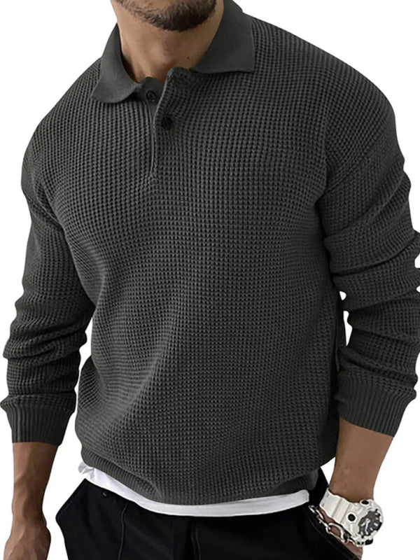 Lapel Sweater Men's Fashion Urban Slim Long Sleeve Knitted Sweater