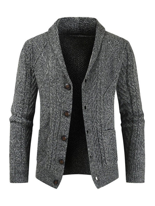 Men's Solid Color Single Breasted Casual Knit Cardigan