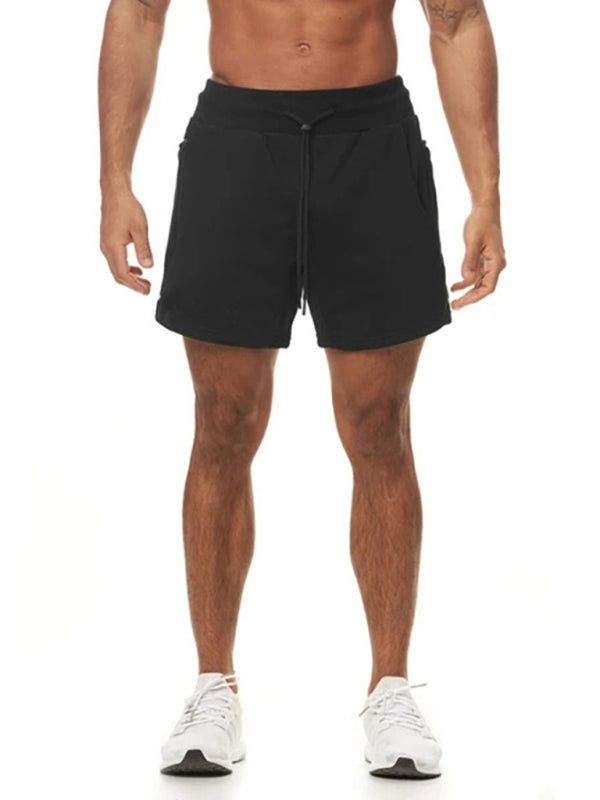 Sports Gym Shorts Men's Multi Pocket Hanging Towel Running Training Pants Cotton