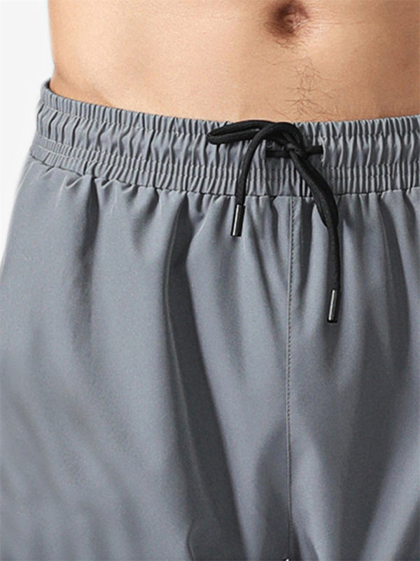 Ice silk quick-drying breathable fitness drawstring casual side zipper trousers