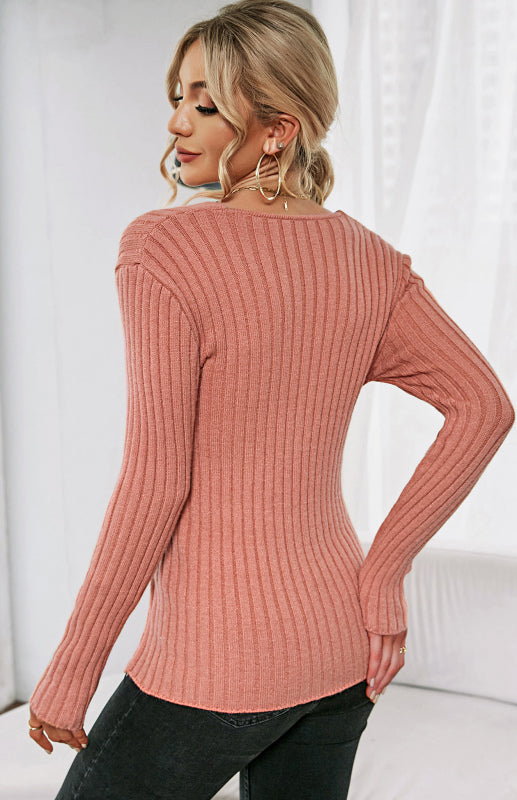 Women's V-Neck Pullover Cross Sweater