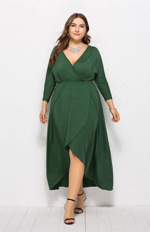 Women's Plus Size Solid Deep V Dress