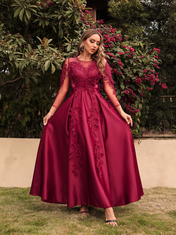 Woman'S New Lace Swing Sexy Long Dress Trailing Banquet Dress