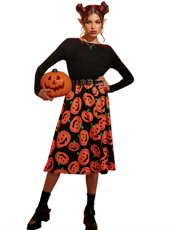 Women's Halloween print swing dress