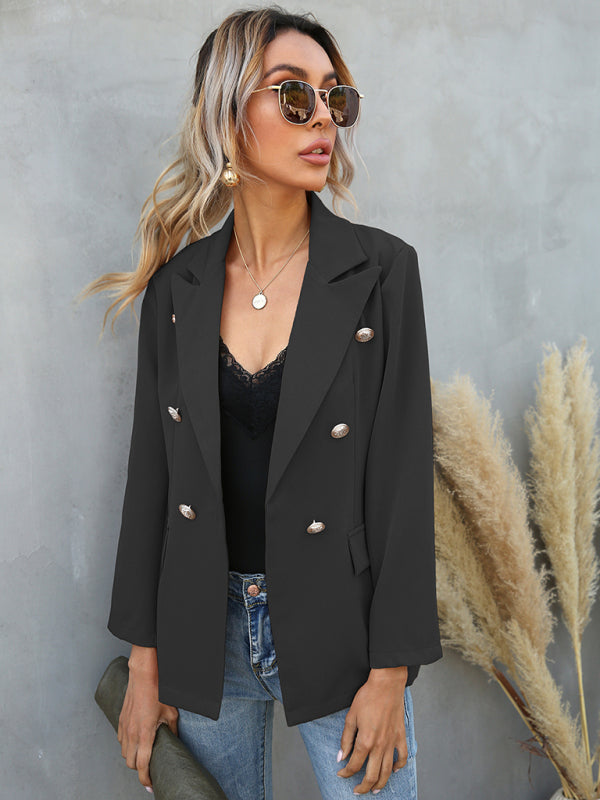 Women's lapel button long-sleeved small suit jacket