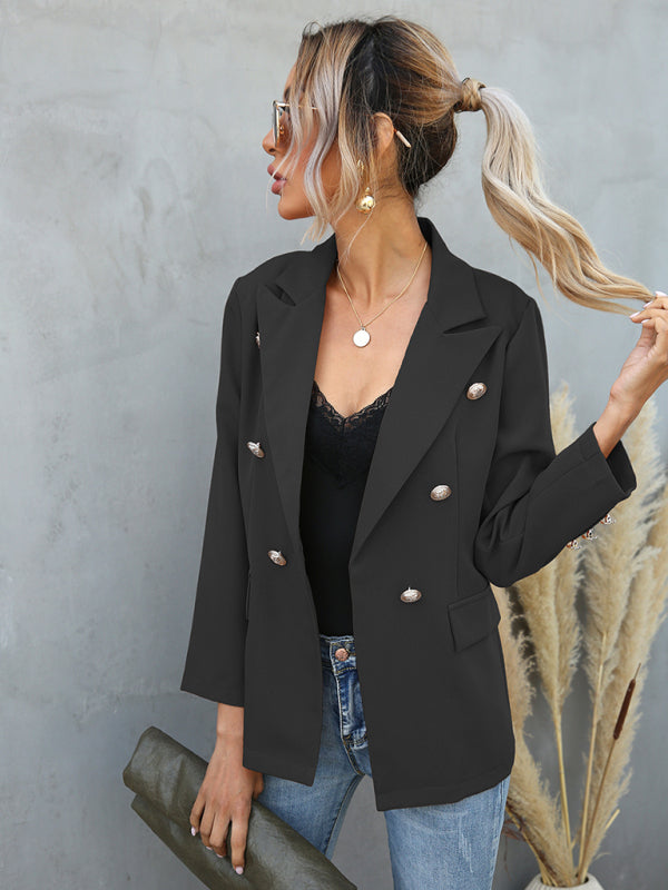 Women's lapel button long-sleeved small suit jacket