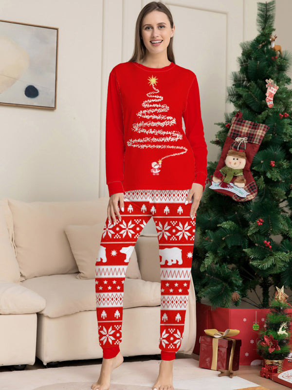 Kid’s Long Sleeves Holiday Christmas Tree Polar Isle Holiday Fitted Two Piece Pajamas
