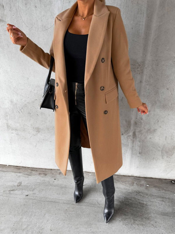 Women’s Classy Business Casual Overcoat With Button Fastens And Front Pockets