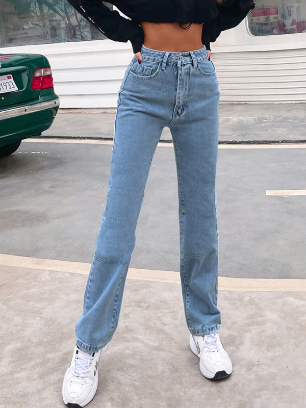 Women's High Waist Straight-leg Denim Jeans