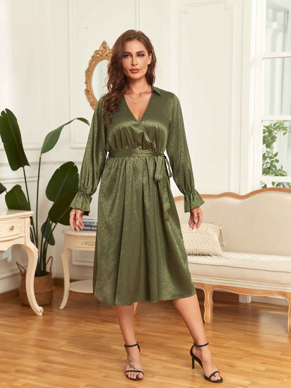 Women's Satin Jacquard Elegant Oversized Midi Dress