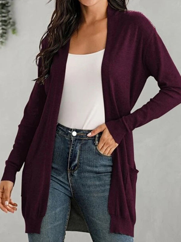 Women's Solid Color Everyday Open Front Cardigan