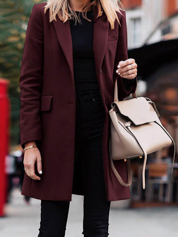 Women's Solid Color Longline Blazer