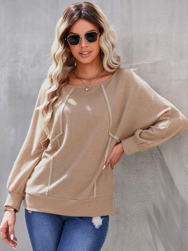 Women's Alternative Apparel Eco-fleece Stitching Color Contrast Long Sleeve Sweatshirt