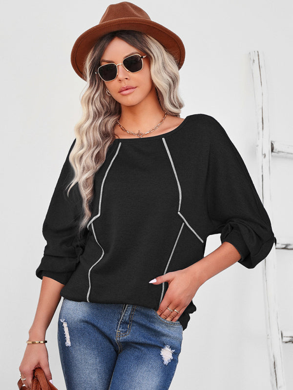 Women's Alternative Apparel Eco-fleece Stitching Color Contrast Long Sleeve Sweatshirt
