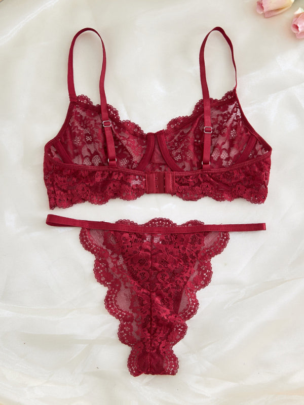 Women's sexy lace see-through sexy lingerie sets