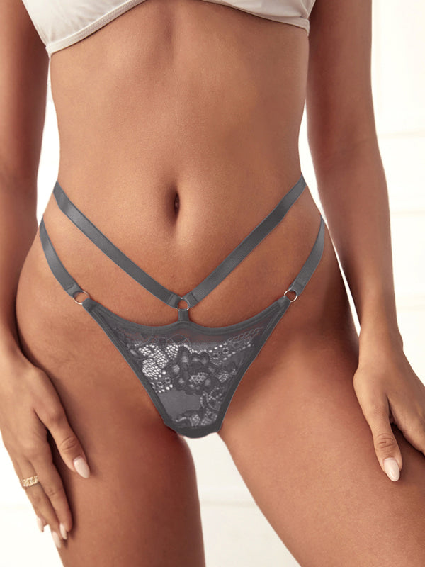 Women's solid color lace low-rise sexy panties