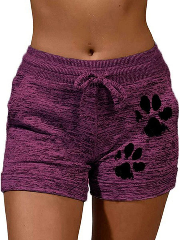 Women's printed bottoming quick-drying shorts yoga pants casual sports waist elastic shorts