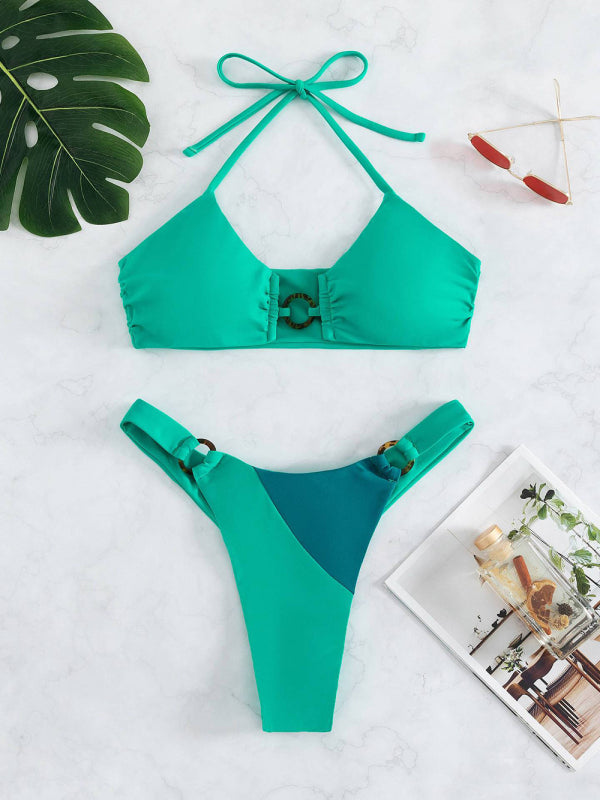 Women's sexy color matching bikini set