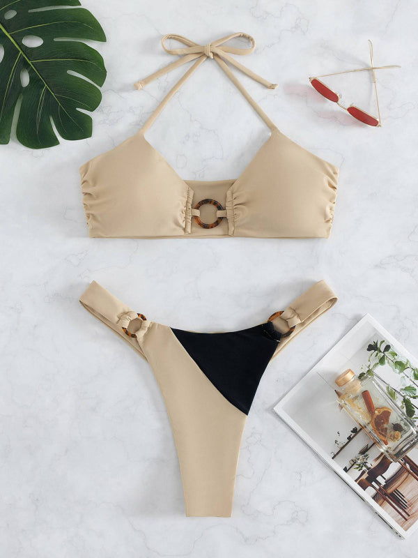 Women's sexy color matching bikini set
