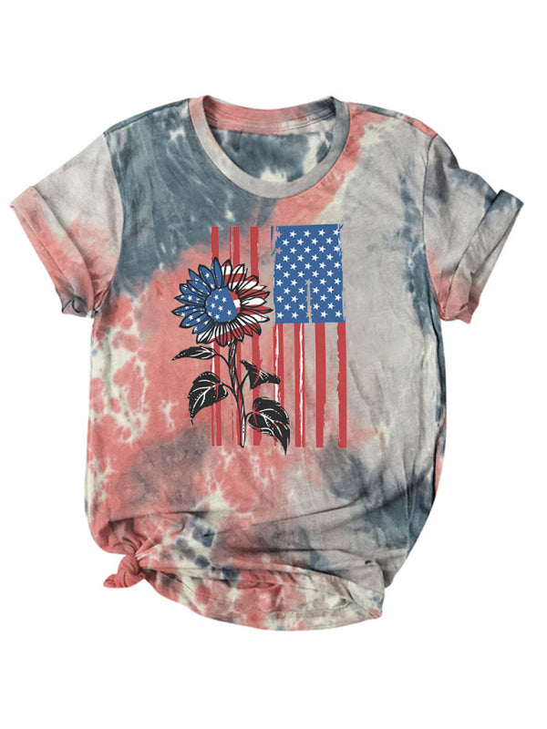 Women's 4th Of July Tie-dye Vintage Independence's Day Short Sleeve T-shirt