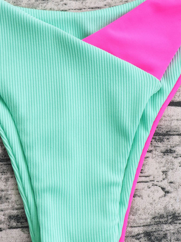 Women's Colorblock Binding Trim Bikini Swimsuit Set