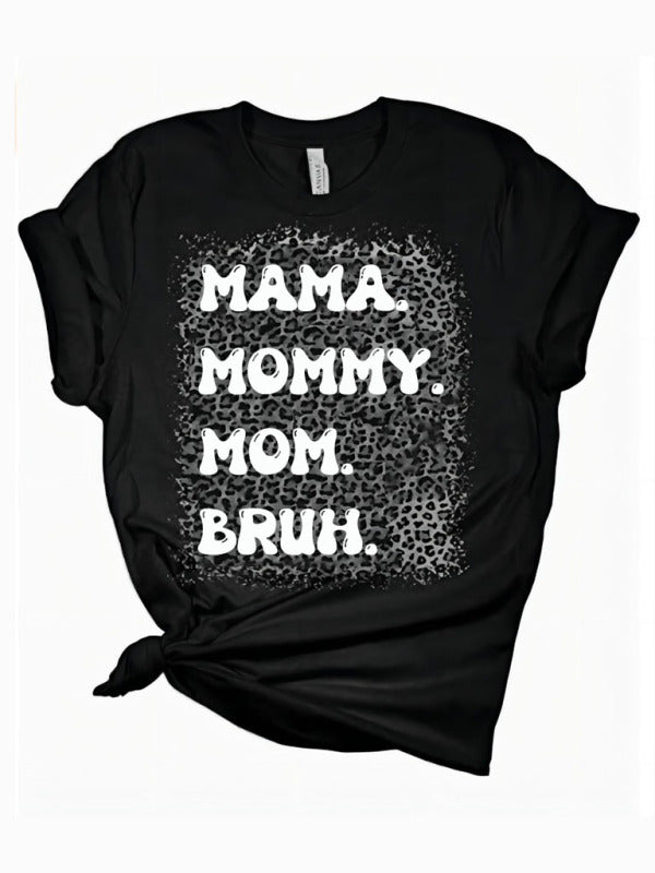 Women's Mother's Day mama print short sleeve T-shirt
