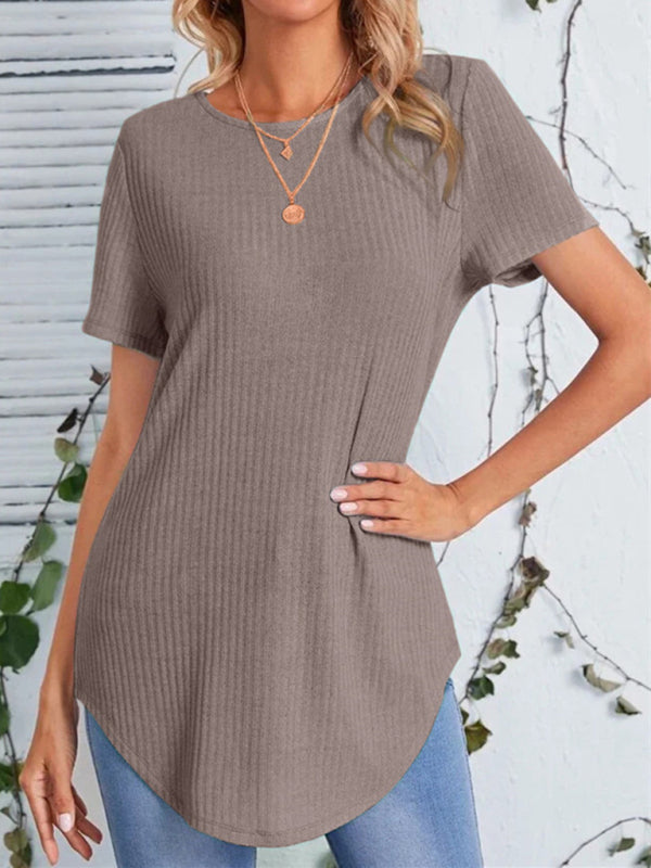 Women's Back Single Breasted Casual Loose Short Sleeve T-Shirt
