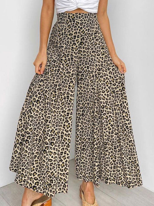 Women's casual fashion loose leopard print wide-leg pants