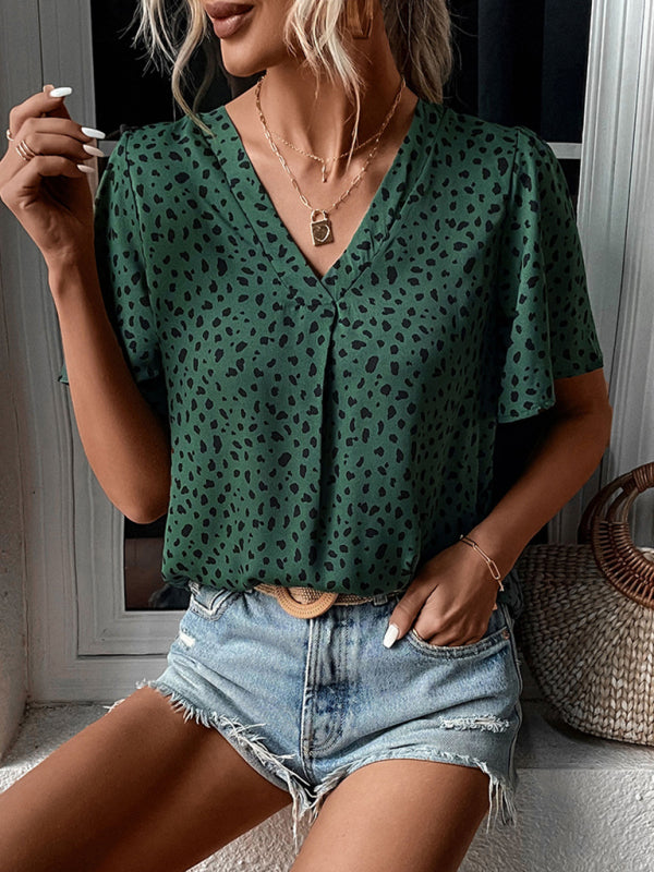 Summer New Fashion Ladies Tops Leopard Print Shirts