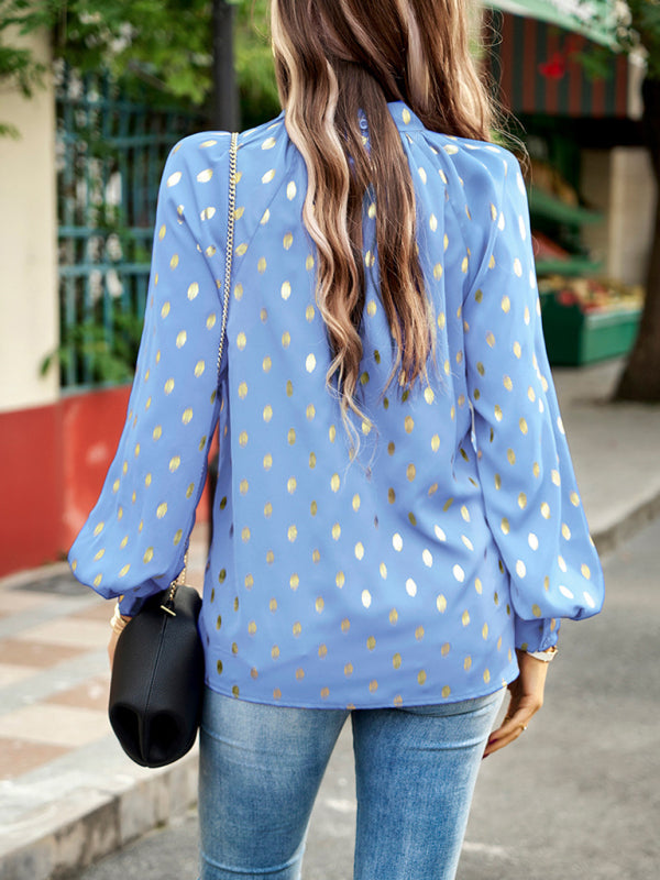 Gold Dot Print Temperament commuting polka dot blouse